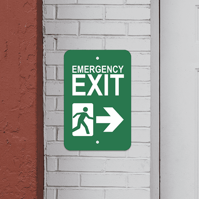 Mounted Vertical Right Arrow Emergency Exit Sign