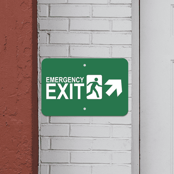 Mounted Horizontal Forward Right Arrow Emergency Exit Sign