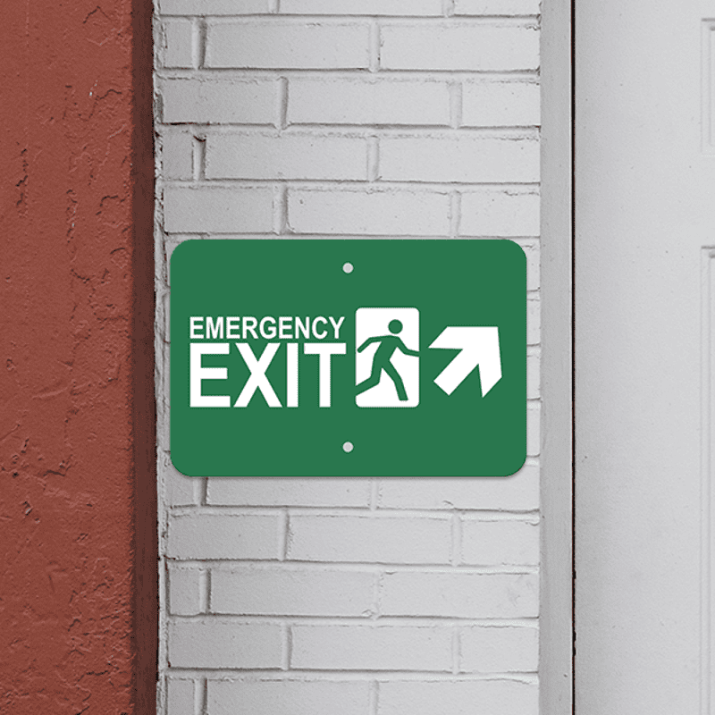 Mounted Horizontal Forward Right Arrow Emergency Exit Sign