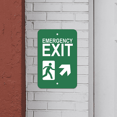 Vertical Forward Right Arrow Emergency Exit Sign - alternate view
