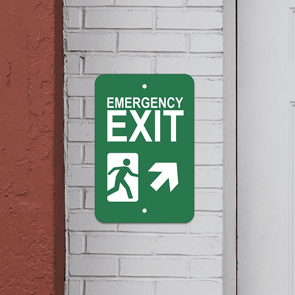 Mounted Vertical Forward Right Arrow Emergency Exit Sign