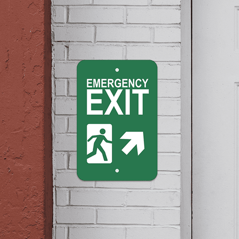 Mounted Vertical Forward Right Arrow Emergency Exit Sign