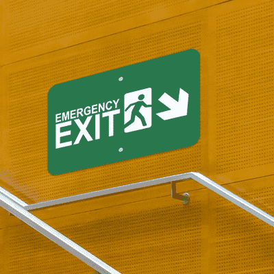 Horizontal Down Right Arrow Emergency Exit Sign - alternate view