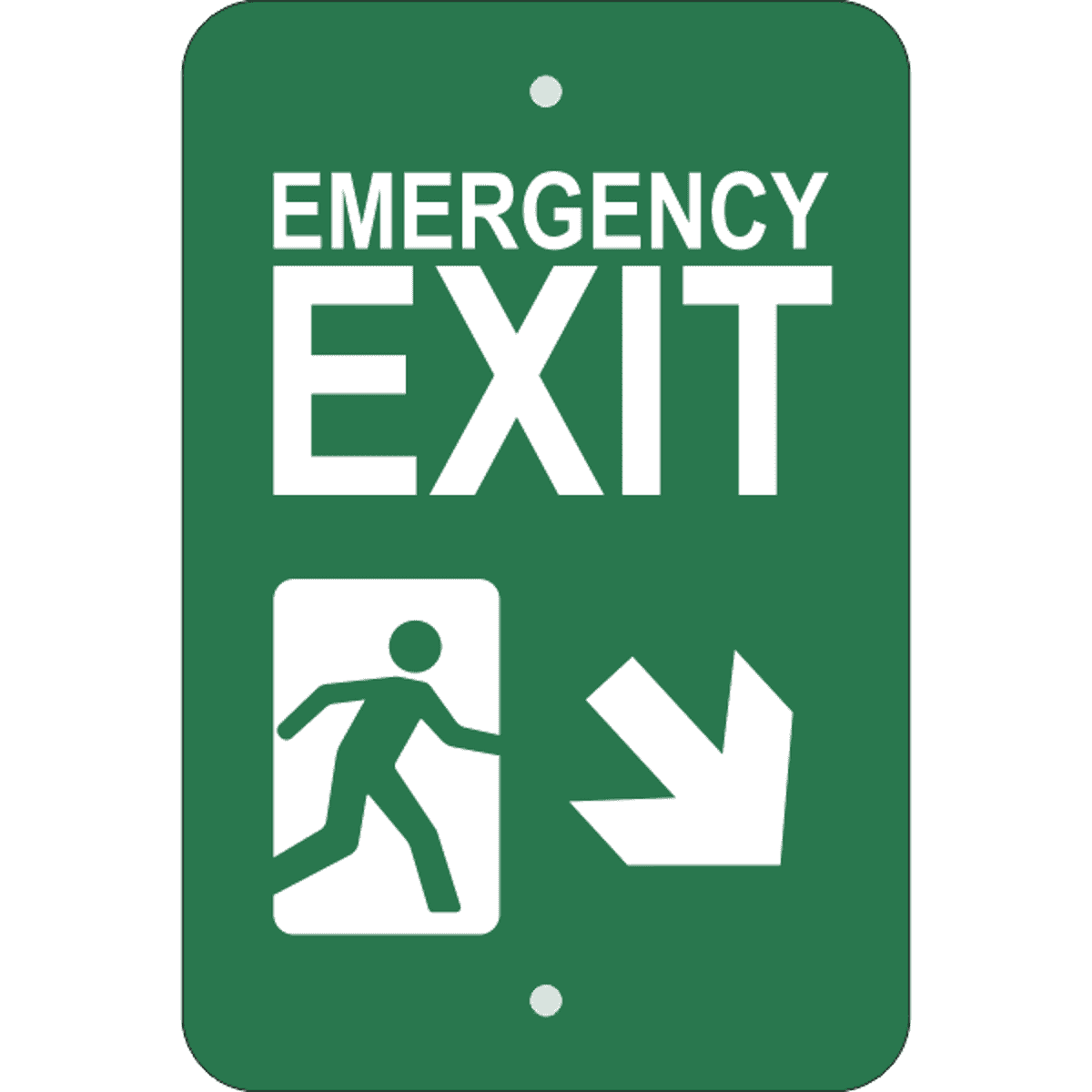 Vertical Down Right Arrow Emergency Exit Sign