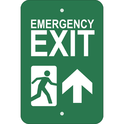 Vertical Forward Arrow Emergency Exit Sign
