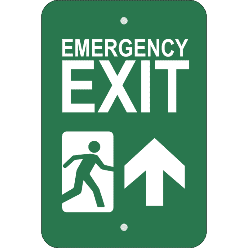 Vertical Forward Arrow Emergency Exit Sign
