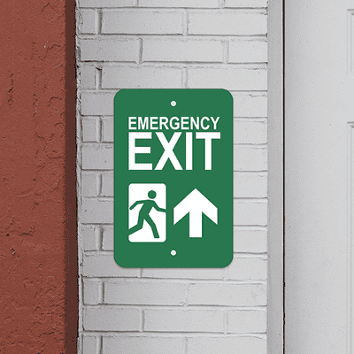 Vertical Forward Arrow Emergency Exit Sign - alternate view
