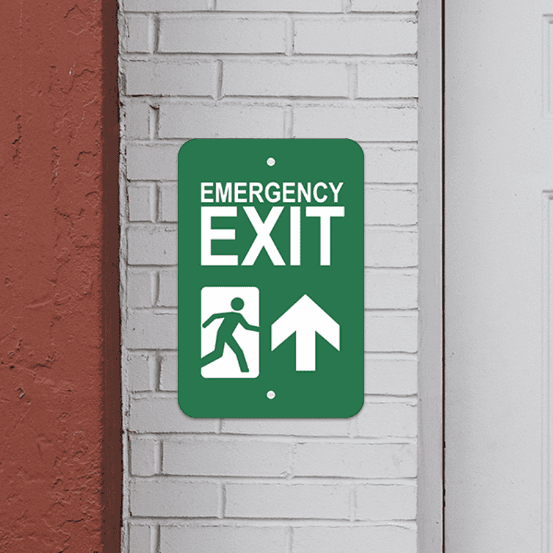 Mounted Vertical Forward Arrow Emergency Exit Sign