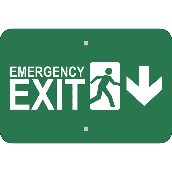 Horizontal Down Arrow Emergency Exit Sign