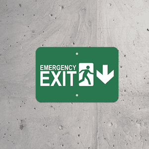 Mounted Horizontal Down Arrow Emergency Exit Sign