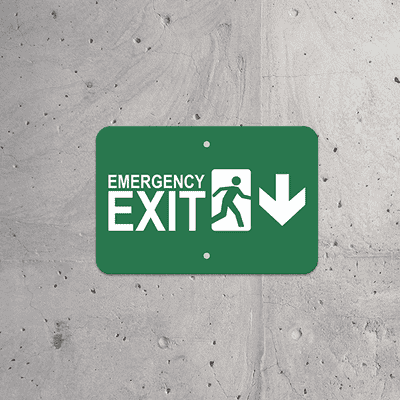 Horizontal Down Arrow Emergency Exit Sign - alternate view