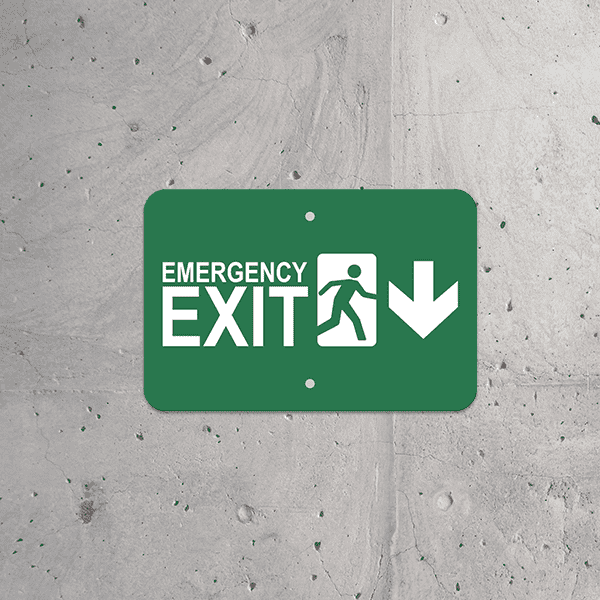 Mounted Horizontal Down Arrow Emergency Exit Sign