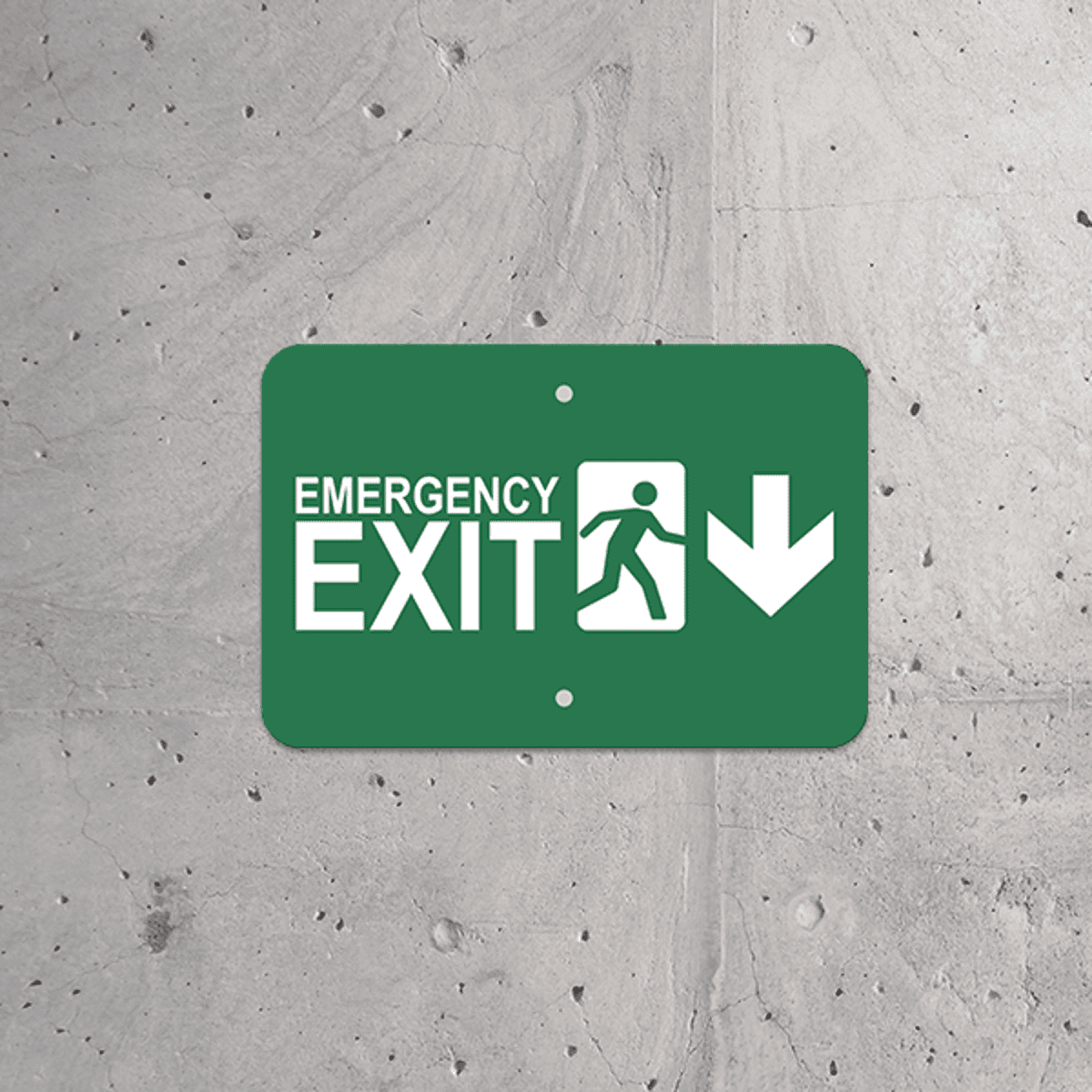 Mounted Horizontal Down Arrow Emergency Exit Sign