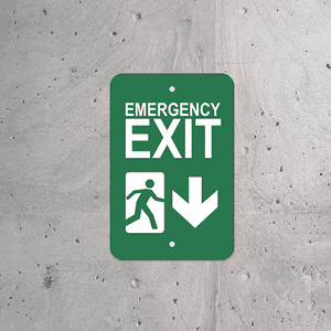 Mounted Vertical Down Arrow Emergency Exit Sign