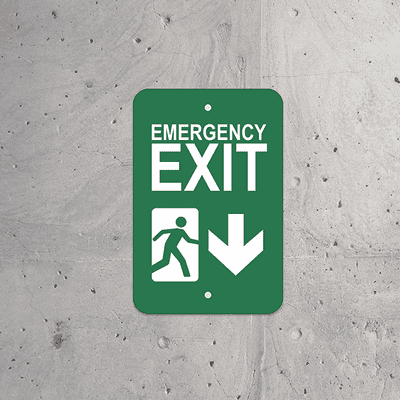 Vertical Down Arrow Emergency Exit Sign - alternate view