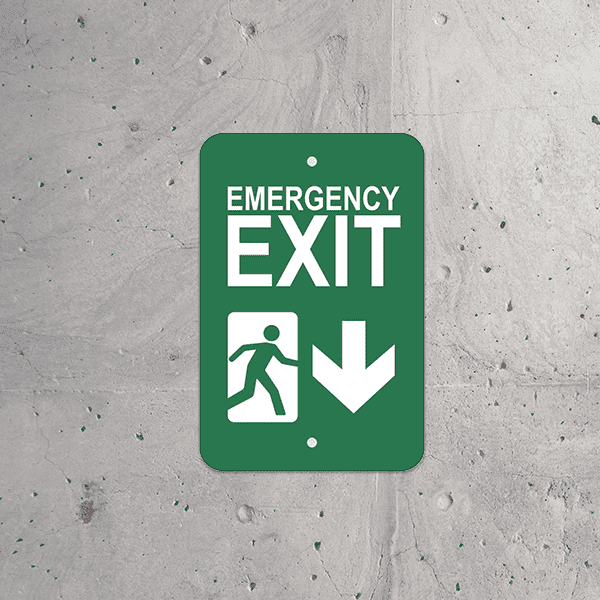 Mounted Vertical Down Arrow Emergency Exit Sign