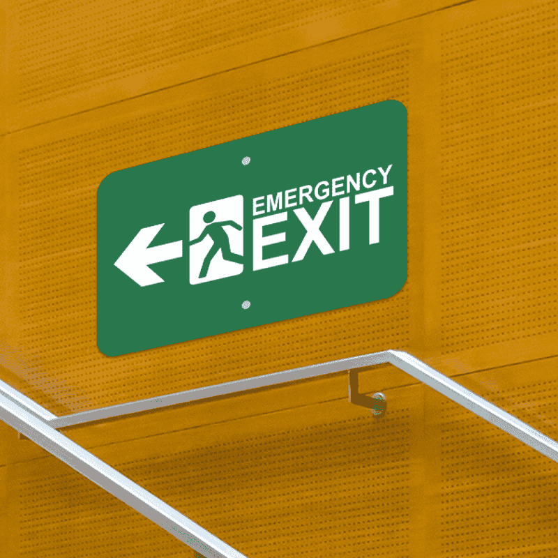 Mounted Horizontal Left Arrow Emergency Exit Sign