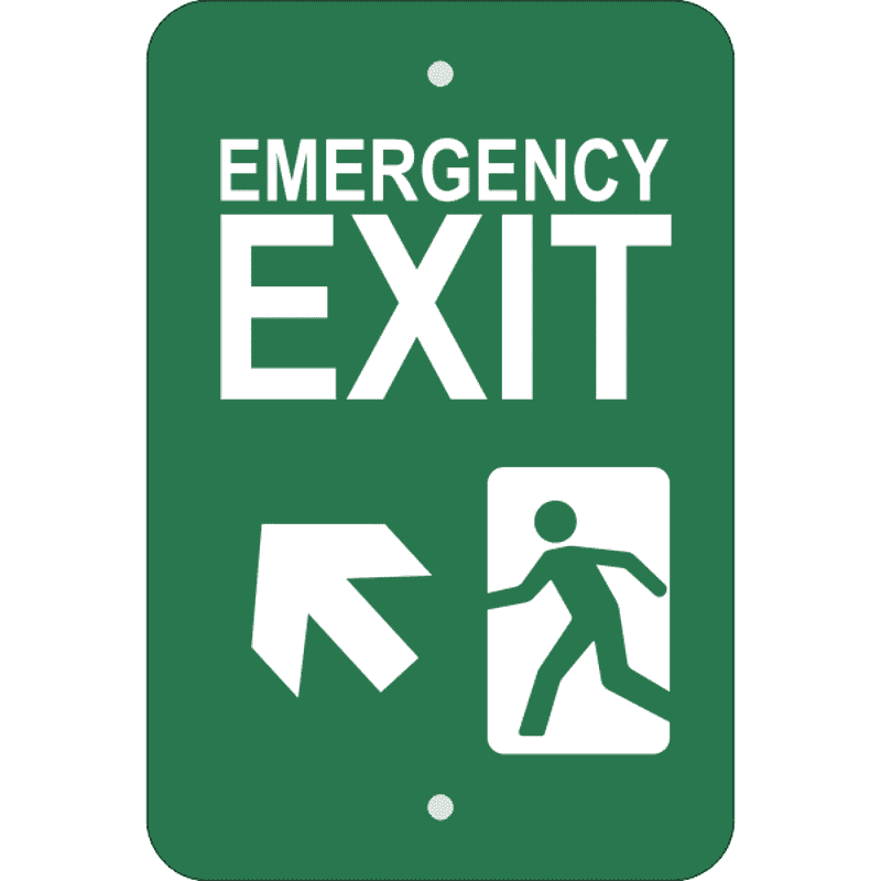 Vertical Forward Left Arrow Emergency Exit Sign
