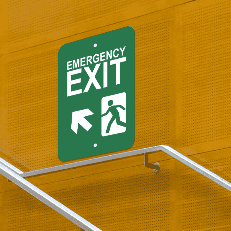 Mounted Vertical Forward Left Arrow Emergency Exit Sign