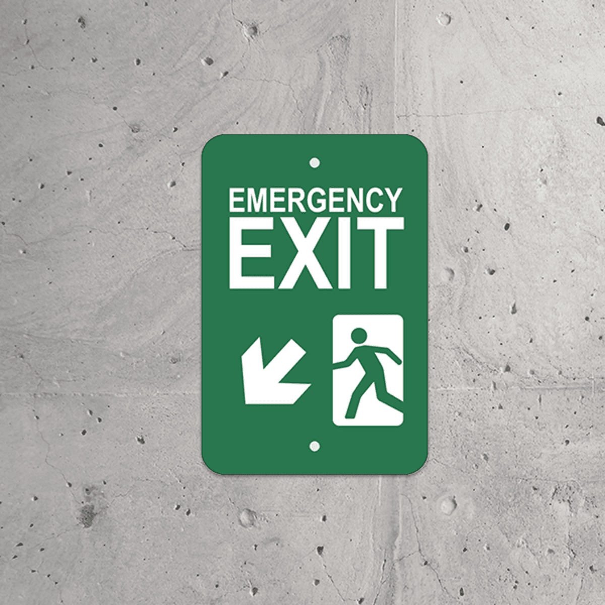Mounted Vertical Down Left Arrow Emergency Exit Sign