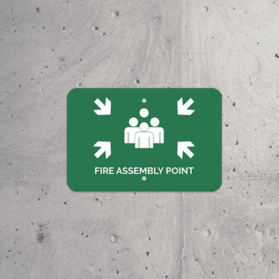 Horizontal Fire Assembly Point Sign - alternate view