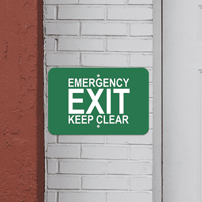 Horizontal Keep Clear Emergency Exit Sign - alternate view