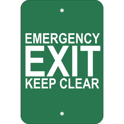 Vertical Keep Clear Emergency Exit Sign
