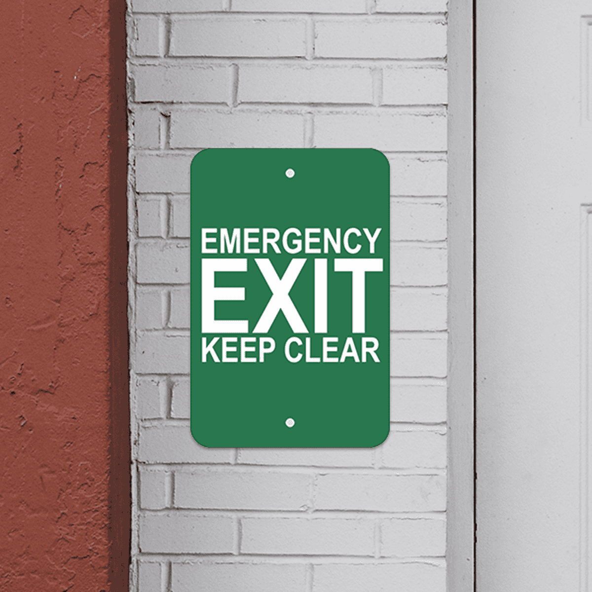 Mounted Vertical Keep Clear Emergency Exit Sign