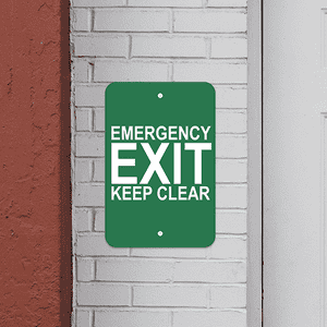 Mounted Vertical Keep Clear Emergency Exit Sign