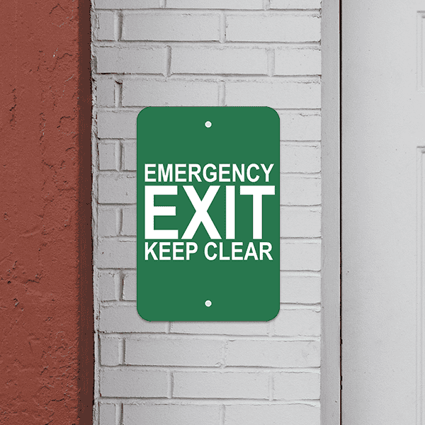 Mounted Vertical Keep Clear Emergency Exit Sign