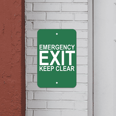 Vertical Keep Clear Emergency Exit Sign - alternate view