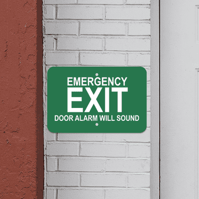 Horizontal Door Alarm Emergency Exit Sign - alternate view