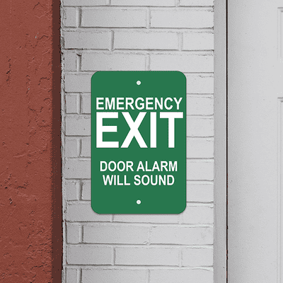 Vertical Door Alarm Emergency Exit Sign - alternate view