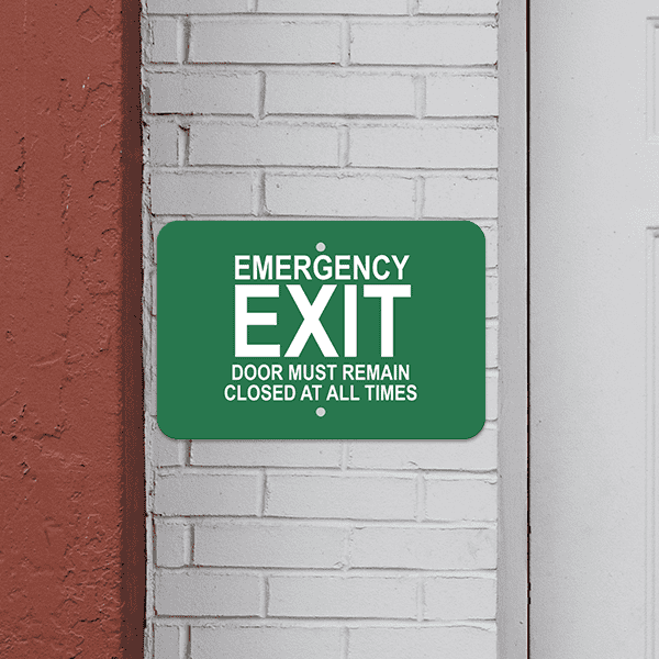 Mounted Horizontal Keep Closed Emergency Exit Sign