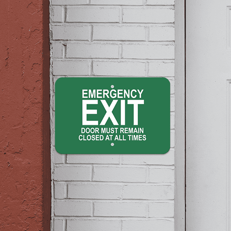 Mounted Horizontal Keep Closed Emergency Exit Sign