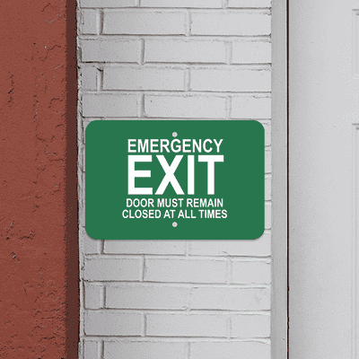 Horizontal Keep Closed Emergency Exit Sign - alternate view