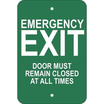 Vertical Keep Closed Emergency Exit Sign