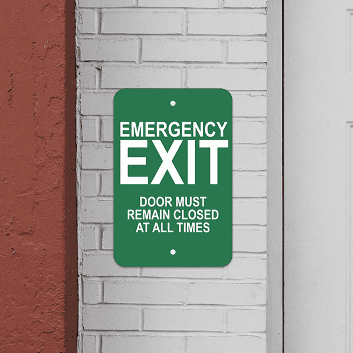 Mounted Vertical Keep Closed Emergency Exit Sign