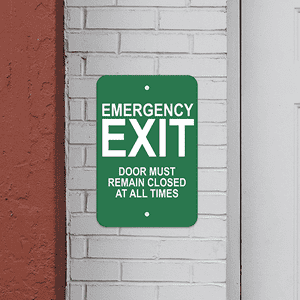 Mounted Vertical Keep Closed Emergency Exit Sign