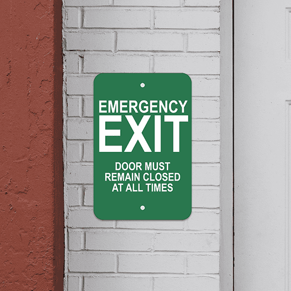 Mounted Vertical Keep Closed Emergency Exit Sign