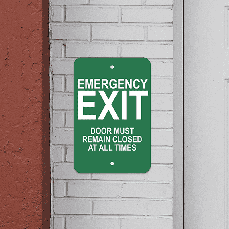 Mounted Vertical Keep Closed Emergency Exit Sign