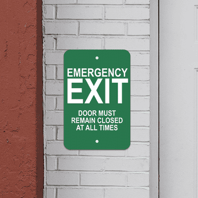 Vertical Keep Closed Emergency Exit Sign - alternate view