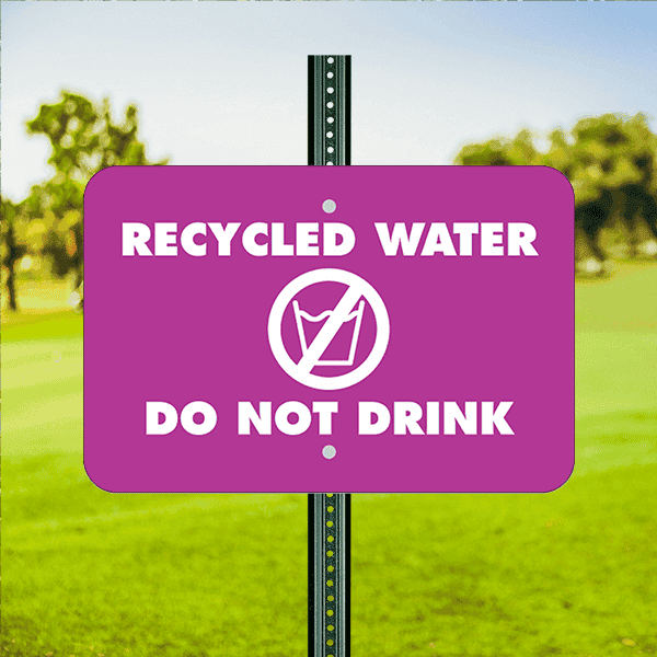 Mounted Horizontal Do Not Drink Recycled Water Sign
