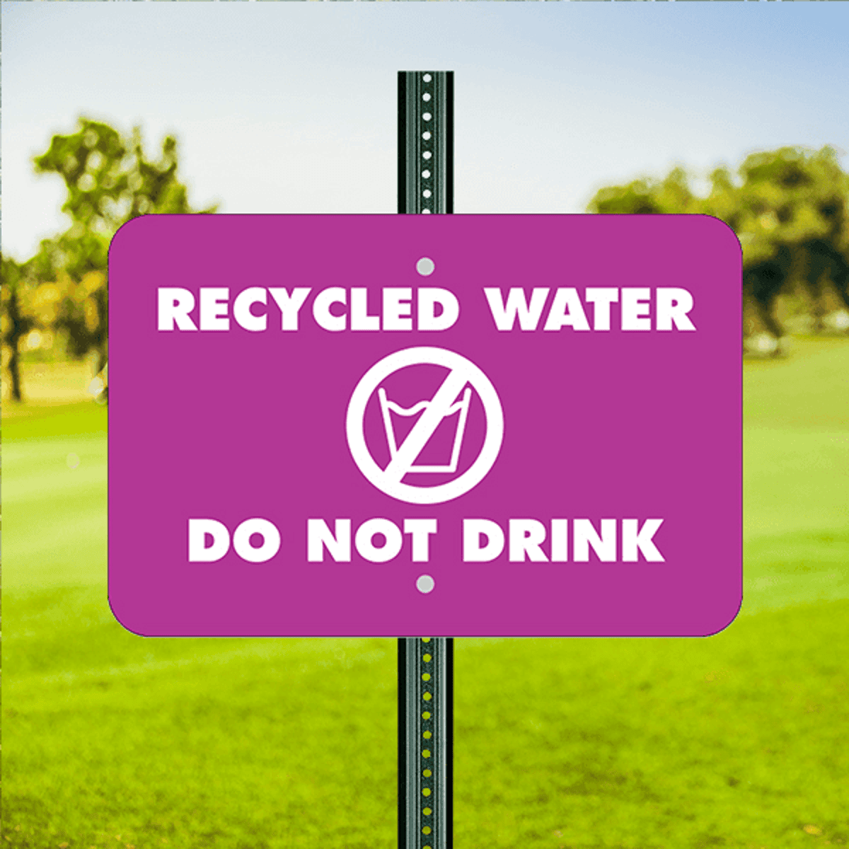Mounted Horizontal Do Not Drink Recycled Water Sign