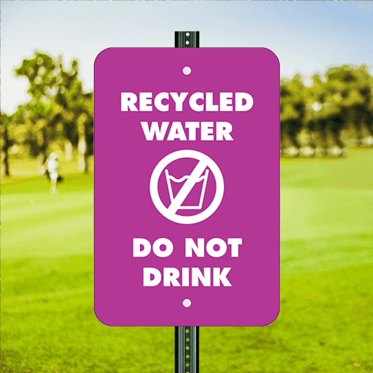 Mounted Vertical Do Not Drink Recycled Water Sign