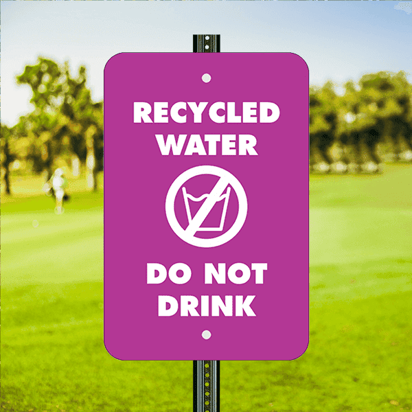 Mounted Vertical Do Not Drink Recycled Water Sign