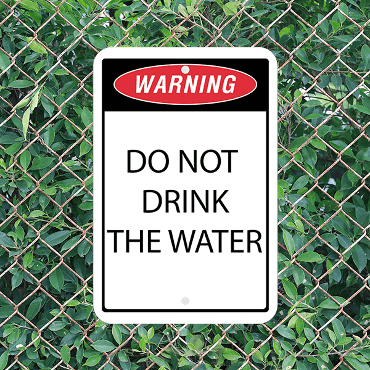 Mounted Vertical Warning Do Not Drink the Water Sign