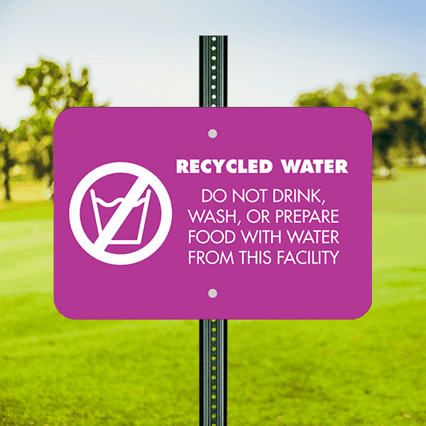 Mounted Horizontal Recycled Water Notice Sign