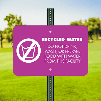 Horizontal Recycled Water Notice Sign - alternate view