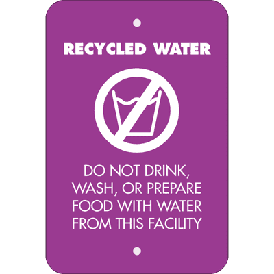Vertical Recycled Water Notice Sign